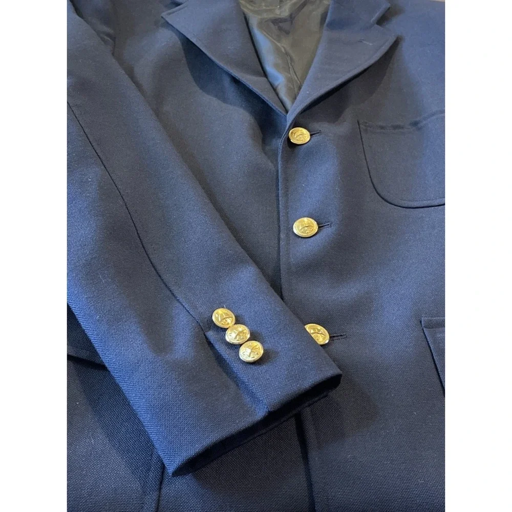 Polo Ralph Lauren Blazer Boys 20 Navy Blue Equestrian Gold Button Vintage Union‎